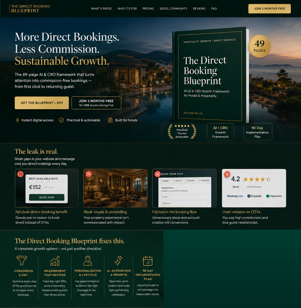 The Direct Booking Blueprint luxury landing page